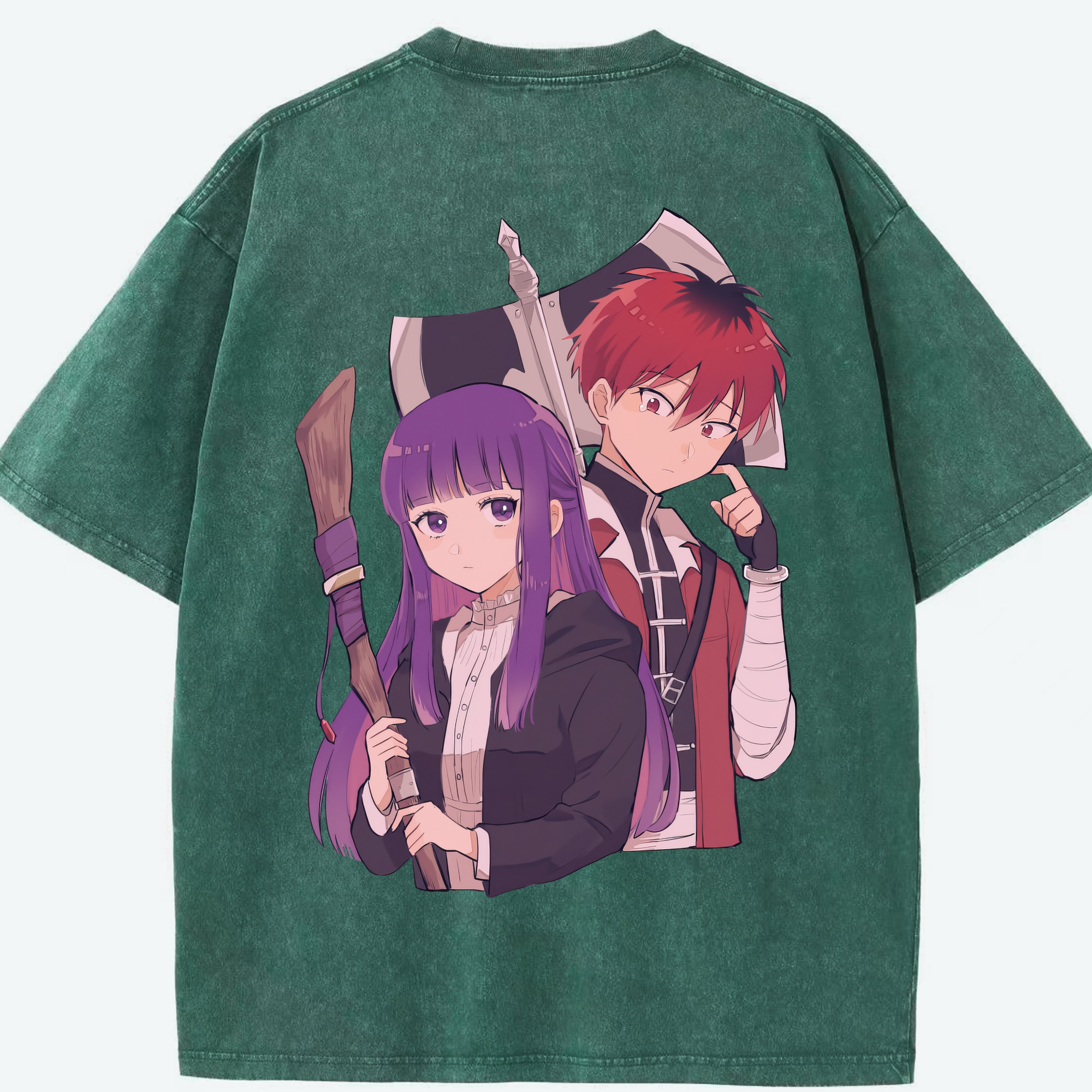 （画像用） 葬送のフリーレン Frieren 綿100% ヴィンテージ風 半袖Tシャツ（背面プリント）
